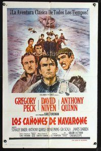 2j179 GUNS OF NAVARONE Spanish/U.S. 1sh '61 Gregory Peck, David Niven & Anthony Quinn by Howard Terpning!