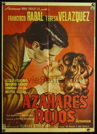 2j067 AZAHARES ROJOS Mexican poster '61 romantic c/u art of Francisco Rabal & Teresa Velazquez!