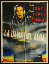 2j091 LA DAMA DEL ALBA Mexican poster '50 Emilio Tuero, Marga Lopez, great Renau art!