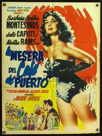 2j093 LA MESERA COJA DEL CAFE DEL PUERTO Mexican poster '50 art of sexy Bertha Montesinos!