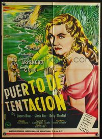 2j105 PUERTO DE TENTACION Mexican poster '51 Emilia Guiu, Vargas artwork!