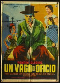 2j112 UN VAGO SIN OFICIO Mexican poster '58 Pompim Iglesias, Jorge Casanova, cool art!
