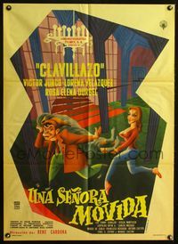 2j114 UNA SENORA MOVIDA Mexican poster '59 wacky art of Antonio Espino & sexy girl by Mendoza!