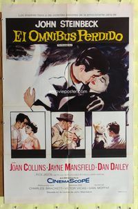 2j203 WAYWARD BUS Spanish/U.S. 1sh '57 art of sexy Joan Collins & Jayne Mansfield, from Steinbeck novel!