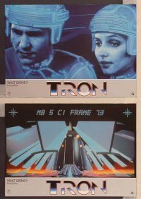 2j937 TRON 12 German LCs '82 Walt Disney sci-fi, Jeff Bridges & Cindy Morgan!