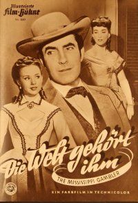 2k188 MISSISSIPPI GAMBLER German program '53 different images of Tyrone Power & sexy Piper Laurie!