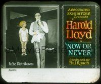 2k121 NOW OR NEVER glass slide '21 great image of Harold Lloyd with cute little Anna Mae Bilson!