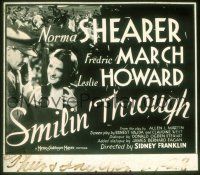 2k132 SMILIN' THROUGH glass slide '32 close up of pretty Norma Shearer & Fredric March!