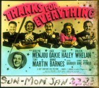 2k136 THANKS FOR EVERYTHING glass slide '38 Adolphe Menjou, Jack Oakie & Jack Haley!