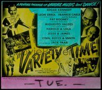 2k147 VARIETY TIME glass slide '48 radio M.C. Jack Paar hosts top RKO dance and comedy stars!