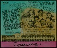2k155 WORDS & MUSIC glass slide '49 Judy Garland, Lena Horne & all-stars, Rodgers & Hart bio!