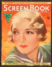 2k051 SCREEN BOOK magazine November 1933 wonderful artwork portrait of pretty Helen Hayes!