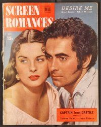2k088 SCREEN ROMANCES magazine November 1947 Tyrone Power & Jean Peters in Captain from Castille!
