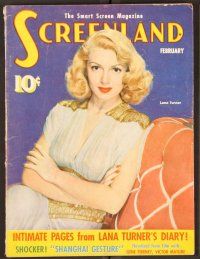 2k076 SCREENLAND magazine February 1942 portrait of sexy Lana Turner by Eric Carpenter!