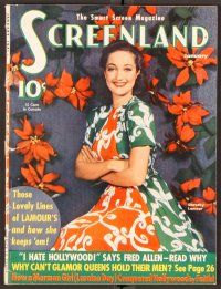 2k063 SCREENLAND magazine January 1941 portrait of pretty Dorothy Lamour by Eugene Robert Richee!