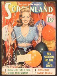 2k075 SCREENLAND magazine January 1942 Betty Grable surrounded by balloons by Frank Powolny!