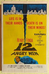 2m004 12 ANGRY MEN 1sh '57 Henry Fonda, Sidney Lumet courtroom jury classic, life in their hands!