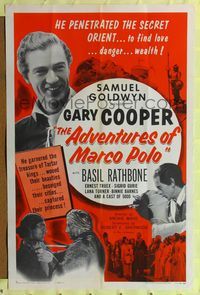2m015 ADVENTURES OF MARCO POLO 1sh R54 Gary Cooper penetrated the secret Orient!