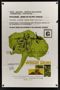 2m017 AFRICAN SAFARI 1sh '69 jungle documentary, cool art of wild animals!