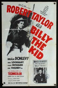 2m087 BILLY THE KID 1sh R55 Robert Taylor as the most notorious outlaw in the West!