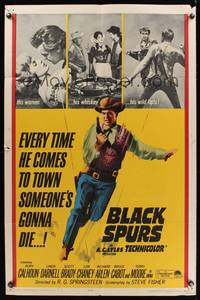 2m092 BLACK SPURS 1sh '65 every time Rory Calhoun comes to town, someone's gonna die!