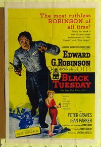2m093 BLACK TUESDAY 1sh '55 artwork of the most ruthless Edward G. Robinson!