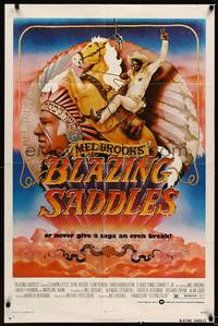 2m098 BLAZING SADDLES 1sh '74 classic Mel Brooks western, art of Cleavon Little by John Alvin!