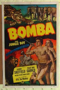 2m104 BOMBA THE JUNGLE BOY 1sh '49 Johnny Sheffield, Peggy Ann Garner & Oto!
