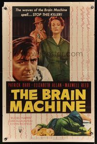 2m113 BRAIN MACHINE style A 1sh '56 Patrick Barr, he's escaped, the man with murder on his mind!
