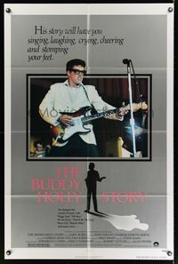 2m123 BUDDY HOLLY STORY style A 1sh '78 great image of Gary Busey performing on stage with guitar!