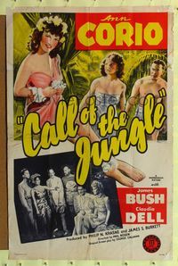 2m135 CALL OF THE JUNGLE 1sh '44 sexy exotic Ann Corio, James Bush, Claudia Dell!