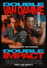 2m280 DOUBLE IMPACT Canadian 1sh '91 Jean-Claude Van Damme in a dual role as twins!