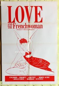 2m543 LOVE & THE FRENCHWOMAN Canadian 1sh '62 Jacqueline Porel, sexy artwork!