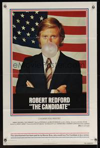 2m140 CANDIDATE 1sh '72 great image of candidate Robert Redford blowing a bubble!