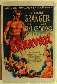 2m145 CARAVAN 1sh '47 art of shirtless Stewart Granger, Jean Kent, Anne Crawford!