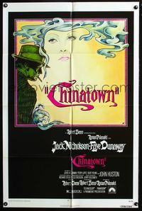 2m167 CHINATOWN 1sh '74 great art of smoking Jack Nicholson & Faye Dunaway, Roman Polanski!