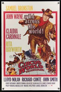 2m173 CIRCUS WORLD 1sh '65 Claudia Cardinale, John Wayne is wild across the world!