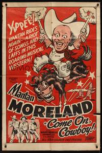 2m192 COME ON COWBOY 1sh '48 Toddy, great art of Mantan Moreland on donkey shooting pistols!