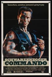 2m195 COMMANDO 1sh '85 Arnold Schwarzenegger is going to make someone pay!