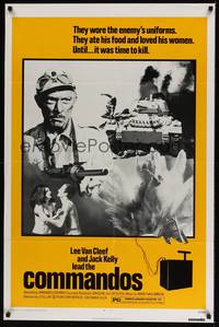 2m196 COMMANDOS 1sh '72 action image of Lee Van Cleef w/gun, Jack Kelly, WWII!