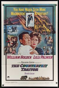 2m212 COUNTERFEIT TRAITOR 1sh '62 art of William Holden & Lilli Palmer by Howard Terpning!