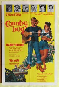 2m215 COUNTRY BOY 1sh '66 artwork of Randy Boone with guitar, Nashville country music!
