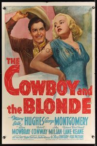 2m219 COWBOY & THE BLONDE 1sh '41 George Montgomery & sexy Mary Beth Hughes!
