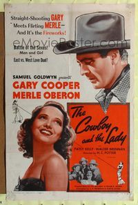 2m220 COWBOY & THE LADY 1sh R54 Gary Cooper, Merle Oberon, Walter Brennan!