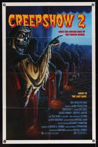 2m224 CREEPSHOW 2 1sh '87 Tom Savini, great Winters artwork of skeleton guy in theater!