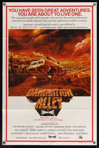 2m232 DAMNATION ALLEY 1sh '77 Jan-Michael Vincent, artwork of cool vehicle by Paul Lehr!