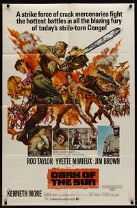 2m236 DARK OF THE SUN 1sh '68 artwork of Rod Taylor facing down mercenary with chainsaw!