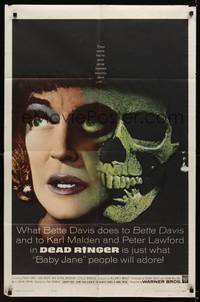 2m244 DEAD RINGER 1sh '64 creepy close up of skull & Bette Davis, who kills her own twin!