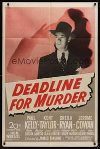 2m246 DEADLINE FOR MURDER 1sh '46 James Tinling directed, Paul Kelly, film noir!
