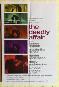 2m247 DEADLY AFFAIR 1sh '67 James Mason, Max Schell, Harriet Andersson, sexy photography!